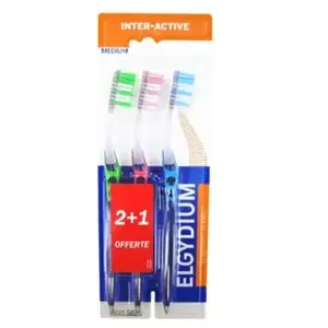 Comparateur de prix : Elgydium Brosse à Dents Inter-Active Médium 2 Brosses à Dents + 1 Offerte