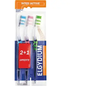 Comparateur de prix : Elgydium Brosse à Dents Inter-Active Souple 2 Brosses à Dents + 1 Offerte