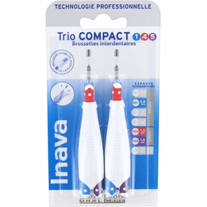 Inava Trio Compact 6 Brossettes Interdentaires - ISO1/4/5 0,8/1,5/1,8 mm pas cher