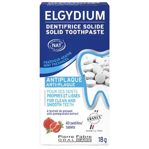 Comparateur de prix : Elgydium Dentifrice Antiplaque Solide x 60 comprimés