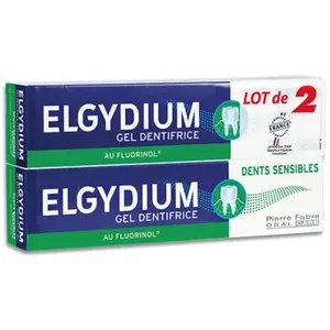 Comparateur de prix : Elgydium Gel Dentifrice au Fluorinol Dents Sensibles lot 2 x 75 ml 