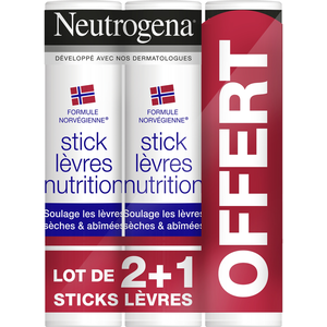 Comparateur de prix : NEUTROGENA Stick Lèvres - 2 + 1 gratuit
