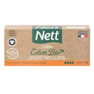 Comparateur de prix : Nett 100% Coton Bio Tampon Super 16 unités