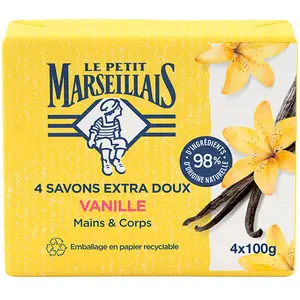 Comparateur de prix : Le Petit Marseillais Savon Extra Doux Vanille Lot de 4 x 100g