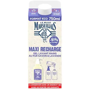 Le Petit Marseillais Pur Savon Liquide à l'Huile de Lavande Maxi Recharge 750ml pas cher