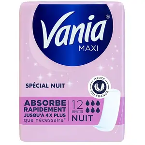 Vania Maxi Serviettes Périodiques Non Parfumé Super 12 protections pas cher