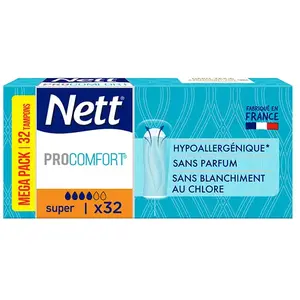 Nett - Procomfort Tampon sans Applicateur, Super, Boite de 32 Tampons Tampons et coupes menstruelles 32 pieces femaleVendu paratida-santediscount