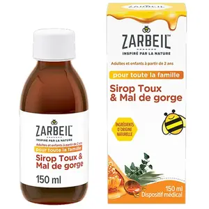 Comparateur de prix : Zarbeil Sirop Adultes & Enfants Toux & Mal de Gorge Flacon 150ml