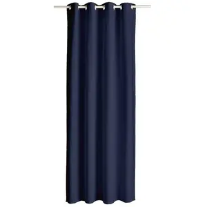 TODAY Rideau - Panama - 140x250 cm - 100% coton tissé teint - Bleu - illets pas cher