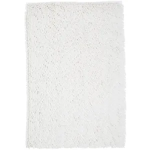 Today Tapis de bain mèche uni en Polyester Blanc 50x80 cm pas cher