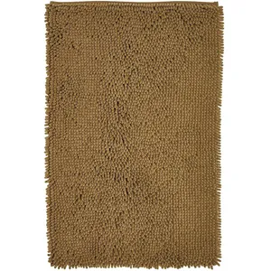 TODAY Tapis de bain mèche uni en Polyester Bronze 50x80 cm pas cher