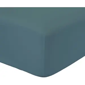 TODAY Drap Housse en Coton Bio Organic - Bleu Paon - 180 X 200 Cm pas cher