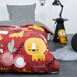 TODAY Parure de lit - Happy - 140x200 cm - 1 personne - coton imprimé animal pas cher