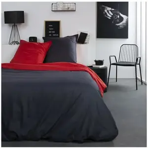 TODAY Parure de lit Coton 2 personnes - 240x260 cm - Bicolore Gris et ... pas cher