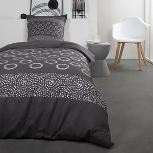 TODAY Parure de lit Coton 1 personne - 140x200 cm - Imprimé Gris Gael pas cher