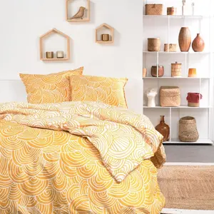 TODAY Parure housse de couette en coton 57 fils ELLA jaune 240x220 cm pas cher