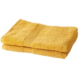 Comparateur de prix : TODAY Essential - Lot de 2 serviettes de toilette 50x90 cm 100% Coton coloris ocre