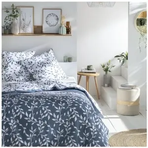 Today Housse de couette Denim FLOWER GARDEN, 260 x 240 cm, bleu gris pas cher