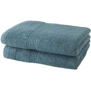 Comparateur de prix : Lot de 2 serviettes de toilette TODAY 50x90 cm 100% Coton- Paon