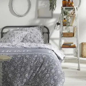 Comparateur de prix : Today Housse de couette Grise Coton 57 Fils Imprimé Capucine - Charme