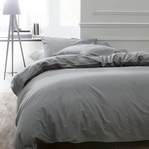 Today Parure de lit 2 personnes uni coton avec piping 260x240cm pas cher