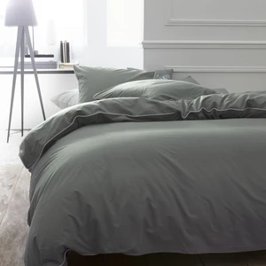 Today Parure de lit 2 personnes uni coton avec piping 260x240cm pas cher