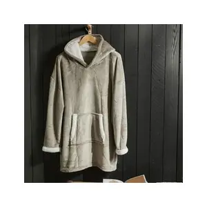 TODAY Sweat plaid polaire - Manches longues et poche - 70 x 87 cm - BeigeVendu parcdiscount