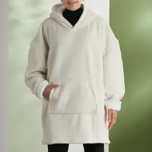 Today Sweat Plaid Bouclette en polyester CAPUCHE 70 x 87 MATCHA + MOKA Creme pas cher