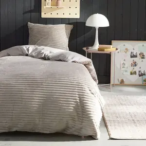 Today Housse de couette en Polyester 140 x 200 cm RIBBED  Beige pas cher