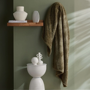 Today Plaid Teddy en Polyester 130 x 180 MATCHA Matcha pas cher