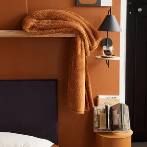 Today Plaid Teddy en Polyester 130 x 180 MOKA Caramel pas cher