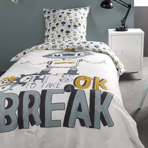 TODAY Kool Parure de lit fille 140 x 200 cm, double face, gris avec licorne
