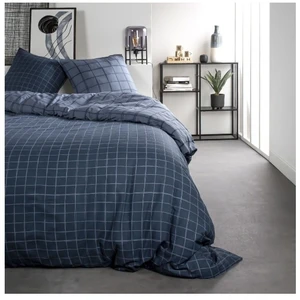 Today Parure de lit - Sunshine - 240 x 260 cm - Coton - Bleu - Carreaux pas cher