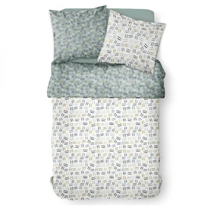 Today Parure de lit à rayures - coton - sunshine - 240 x 260 cm - blanc pas cher