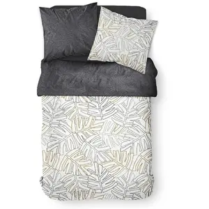 TODAY Parure de lit feuillage graphique en coton - sunshine - 240 x 260 cm - blanc pas cher
