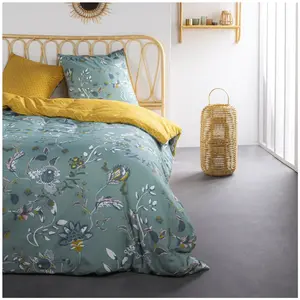Today Parure de lit coton 2 personnes imprimé floral  240x260 cm pas cher