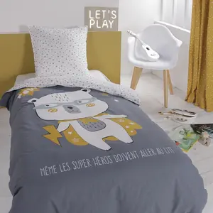 Parure de lit coton 1 personne imprimé ours polaire teddy 140x200 cm today pas cher