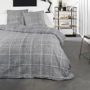 Parure de lit - TODAY - SUNSHINE EMA - Gris - Motif à carreaux - 240x260 cm pas cher