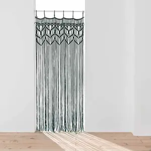 DOUCEUR D'INTERIEUR RIDEAU A FILS 90 x 200 CM COTON MACRAME MACARENA NOIR - Taille: 90x200cm - Coloris: Noir pas cher