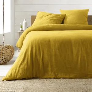 Douceur D'intérieur - Parure de lit en Gaze de Coton 240x260cm - jaune. pas cher