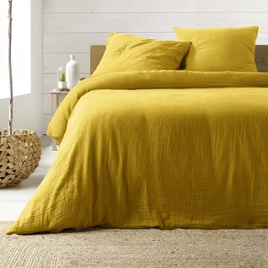 Douceur D'intérieur - Parure de Lit en Gaze de Coton 240 x 220 cm - jaune.