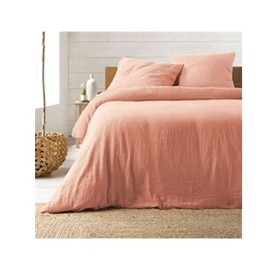 Comparateur de prix : Douceur D'intérieur - Parure de lit en Gaze de Coton 240x260cm - Rose.