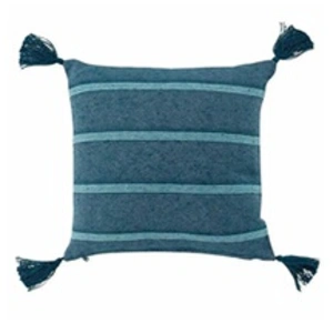 Comparateur de prix : DOUCEUR D'INTERIEUR CDaffaires Coussin dehoussable pompons 40 x 40 cm coton jacquard jakady Bleu
