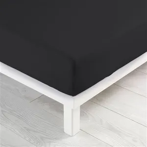 Douceur d'Intérieur CDaffaires Drap housse 1 personne 90 x 190 cm jersey uni jersy Charbon pas cher