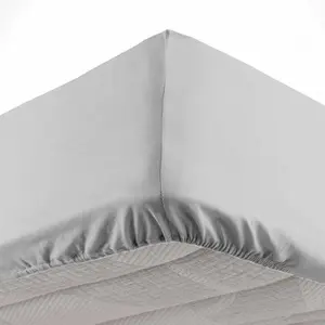Douceur d'Intérieur Drap Housse - Oscar - 140x190 cm - Microfibre - Gris Clair - 2 Personnes pas cher