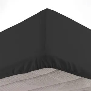 Douceur d'Intérieur Drap housse coton INTIMITY 90x190cm charbon pas cher