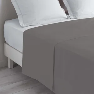 Comparateur de prix : DOUCEUR D'INTERIEUR Drap plat coton INTIMITY 180x290cm gris souris