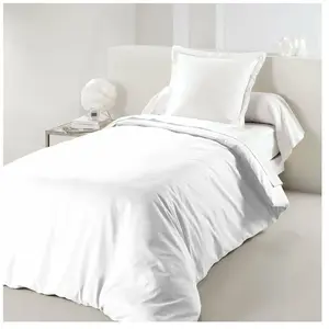DOUCEUR D'INTÉRIEUR Housse de couette 1 personne 140 x 200 cm uni 57 fils lina Blanche pas cher
