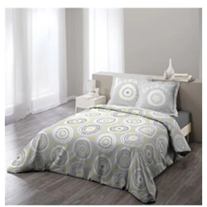 Coton d'intérieur Parure 3 p. 240x220 cm imprime 57 fils allover disco Jaune/Gris pas cher