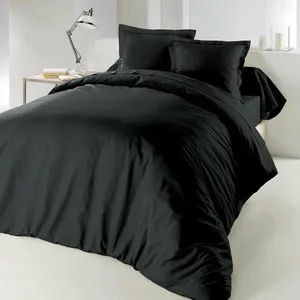 DOUCEUR D'INTÉRIEUR Housse de couette 2 personnes 260 x 240 cm uni 57 fils lina Charbon pas cher